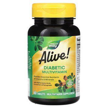 Вітаміни та мінерали Nature's Way Alive! Diabetic Multivitamin 60 таблеток 2022-10-1041 фото