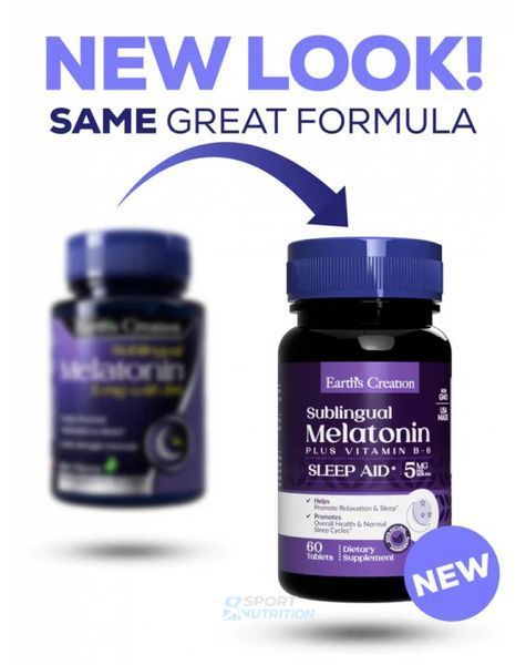 Мелатонін та вітамін B6 зі смаком м'яти Earth's Creation Melatonin Sublingual 5 мг+B6 60 таблеток 817499 фото