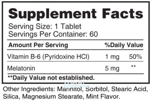 Мелатонін та вітамін B6 зі смаком м'яти Earth's Creation Melatonin Sublingual 5 мг+B6 60 таблеток 817499 фото