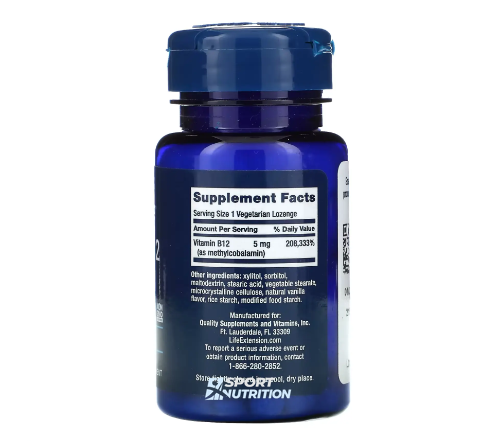 Life Extension Vitamin B12 Methylcobalamin 5 мг 60 льодяників 2022-10-1892 фото