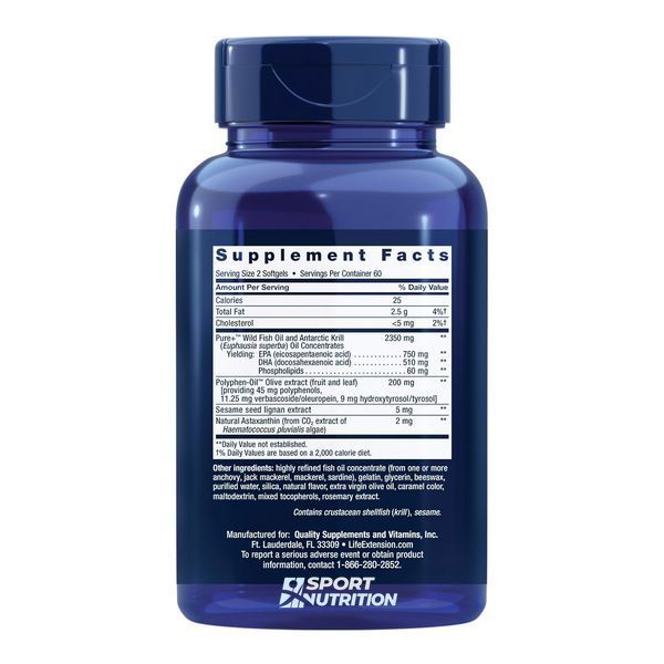 Life Extension Super Omega-3 Plus EPA/DHA Fish Oil, Sesame Lignans, Olive Extract, Krill & Astaxanthin 120 капсул 2023-10-2658 фото