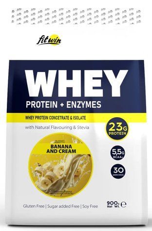 Протеїн FitWin Whey + Enzymes 900 г Banana and Cream 2023-10-2059 фото
