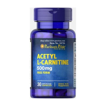 Puritan's Pride Acetyl L-Carnitine 500 мг 30 капсул 2022-09-0852 фото