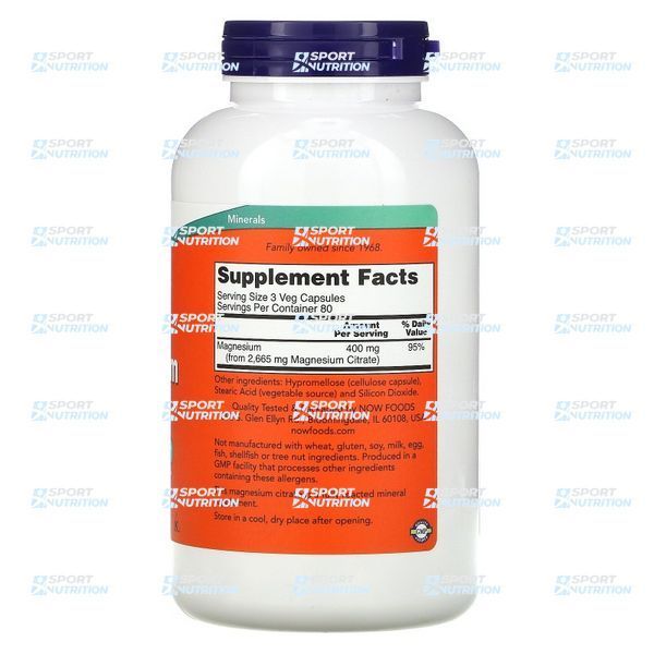 Магний цитрат Now Foods Magnesium Citrate 240 капсул 18775-01 фото