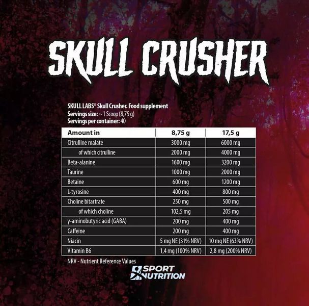 Передтренувальний комплекс Skull Labs Skull Crusher 350 г Mango-lemon 21335-02 фото