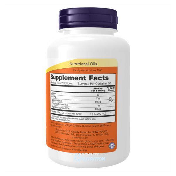 Now Foods Pumpkin Seed Oil 1000 мг 200 капсул 2022-10-2386 фото