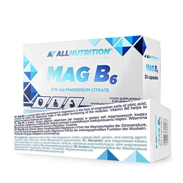 Магній з вітаміном B6 AllNutrition MAG B6 30 капсул 100-89-8266608-20 фото