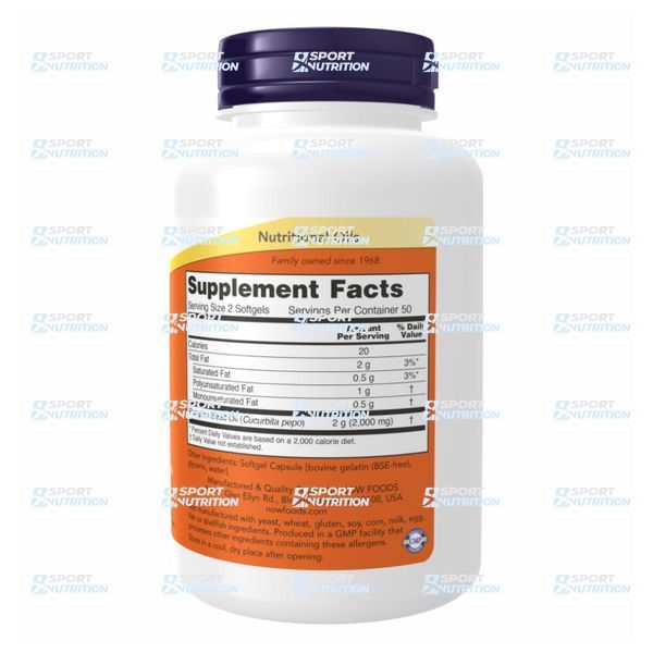 Now Foods Pumpkin Seed Oil 1000 мг 200 капсул 2022-10-2386 фото