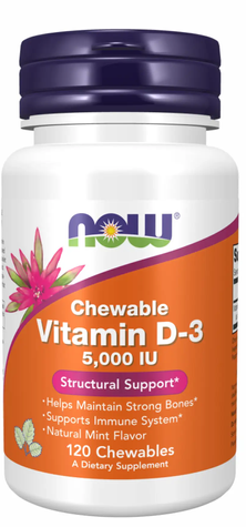 Now Foods Chewable Vitamin D-3 5,000 IU 120 жувальних таблеток Mint 2022-09-1184 фото