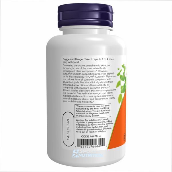 Фітосома куркуміну NOW Foods Turmeric Curcumin Phytosome 500 мг 60 капсул 20682-01 фото