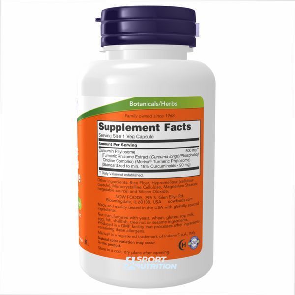Фітосома куркуміну NOW Foods Turmeric Curcumin Phytosome 500 мг 60 капсул 20682-01 фото