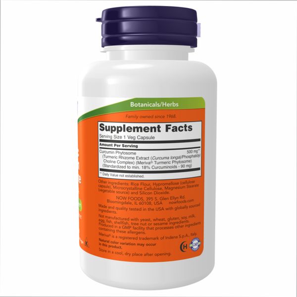 Фитосома куркумина NOW Foods Turmeric Curcumin Phytosome 500 мг 60 капсул 2022-10-2316 фото