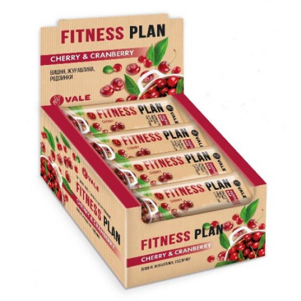 Фитнес батончики Vale Fitness Plan Muesli Bar 30 шт x 30 г Cherry Cranberry 100-23-2169198-20 фото