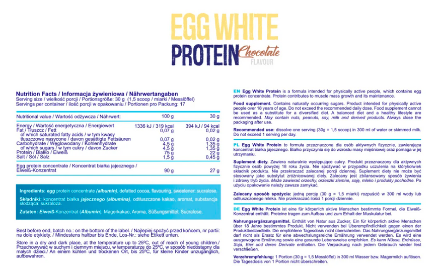 Протеїн Allnutrition Egg White Protein 510 г Chocolate 100-67-4707466-20 фото