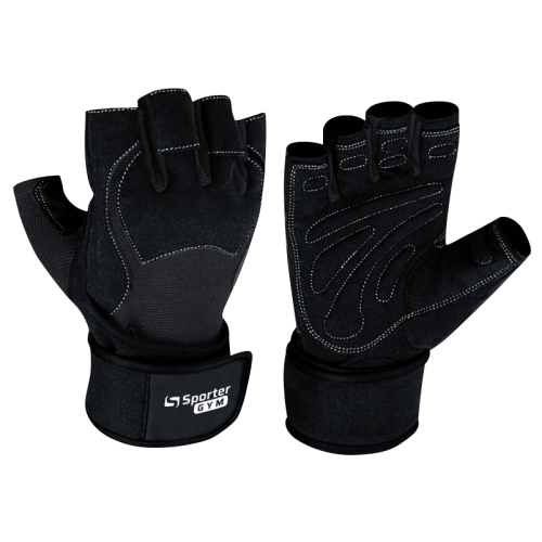 Перчатки для фитнеса Sporter Перчатки Men (MFG-148.4 A) L Black/Grey 820011 фото