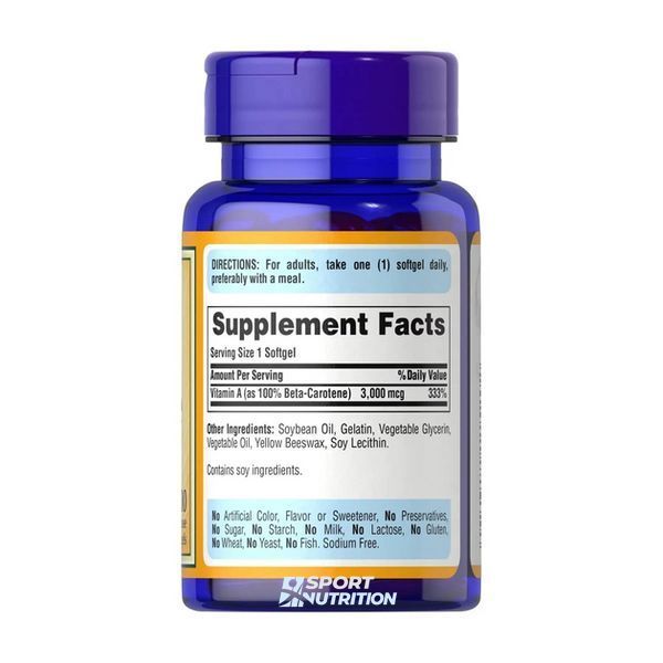 Бета Каротин (Вітамін А) Puritans Pride Beta-Carotene Provitamin A 10000 IU 100 капсул 2023-10-2470 фото