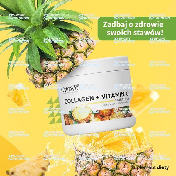 Коллаген и витамин С Ostrovit Collagen + Vitamin C 200 г Pineapple 821681 фото