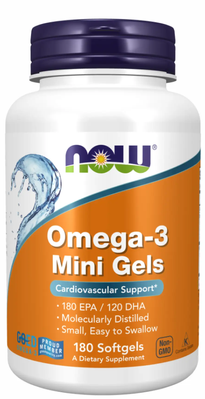 Now Foods Omega-3 Mini Gels 500 мг 180 капсул 2022-10-0062 фото