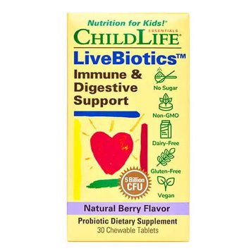 Пробіотики ChildLife Essentials LiveBiotics Immune & Digestive Support 30 цукерок 2023-10-3464 фото