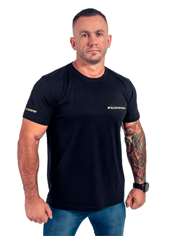 Футболка чоловіча Allnutrition T-Shirt Men Slim Green & White Logo L 2022-09-1143 фото