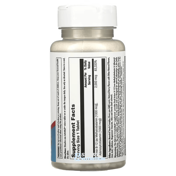 Вітамін Б-12 KAL B-12 Methylcobalamin and Adenosylcobalamin 2000 мкг 60 таблеток 2022-10-1768 фото