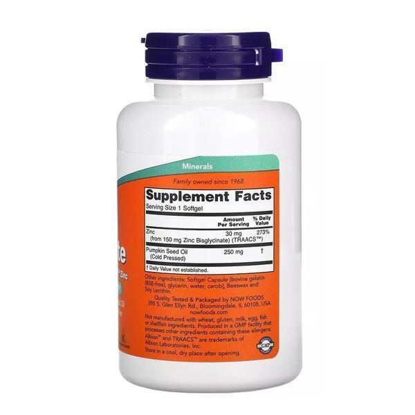 Цинк глюконат Now Foods Zinc Gluconate 50 мг 250 таблеток 06454-01 фото