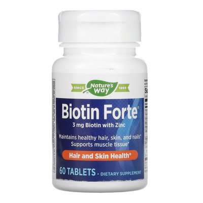 Биотин с цинком Nature's Way Biotin Forte 3 mg 60 таблеток 2022-10-1066 фото