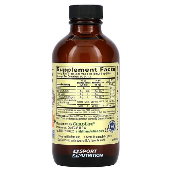 Вітамін С рідкий ChildLife Essentials Liquid Vitamin C 118 мл Orange 2022-10-1307 фото