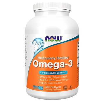 NOW Foods Omega 3 1000 мг (360 мг EPA /240 мг DHA) 500 капсул 100-27-6508950-20 фото