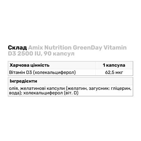 Amix GreenDay Vitamin D3 2500 I.U. 90 капсул 817905 фото