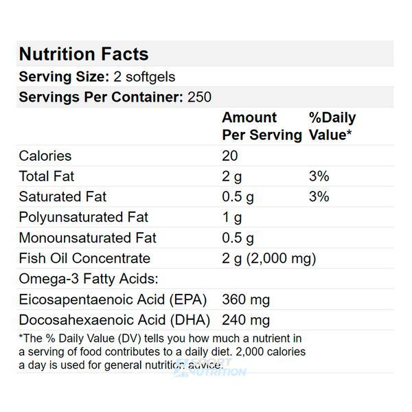 NOW Foods Omega 3 1000 мг (360 мг EPA /240 мг DHA) 500 капсул 100-27-6508950-20 фото