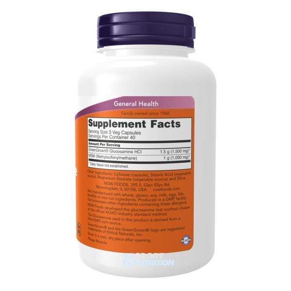 NOW Foods Vegetarian Glucosamine & MSM 120 капсул 2022-10-2621 фото