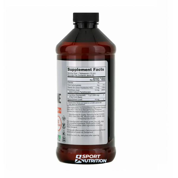 Жироспалювач Now Foods Carnitine Liquid 1000 мг 473 мл Citrus 2022-10-2087 фото