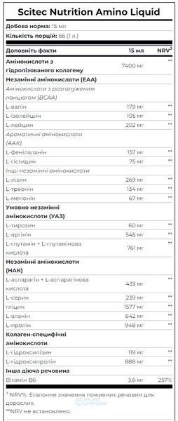 Амінокислотний комплекс Scitec Nutrition Amino Liquid 50 1000 мл 5999100005754 фото