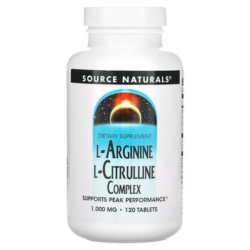 Амінокислоти Source Naturals L-Arginine L-Citrulline Complex 1000 мг 120 таблеток 2023-10-2701 фото