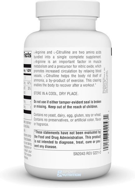 Аминокислоты Source Naturals L-Arginine L-Citrulline Complex 1000 мг 120 таблеток 2023-10-2701 фото