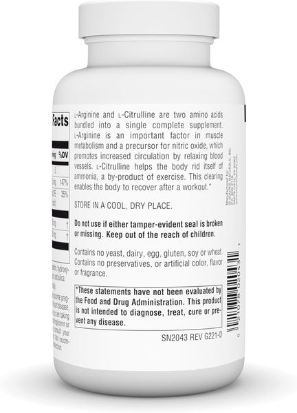 Амінокислоти Source Naturals L-Arginine L-Citrulline Complex 1000 мг 120 таблеток 2023-10-2701 фото