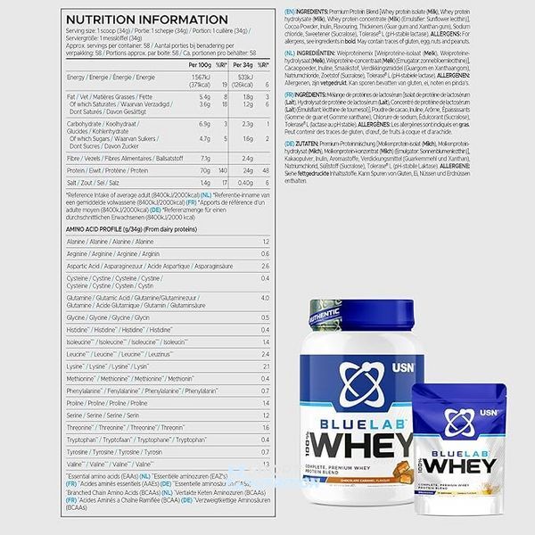 Протеїн USN Blue Lab 100% Whey Premium Protein 476 г Tropical Smoothie 21991-05 фото