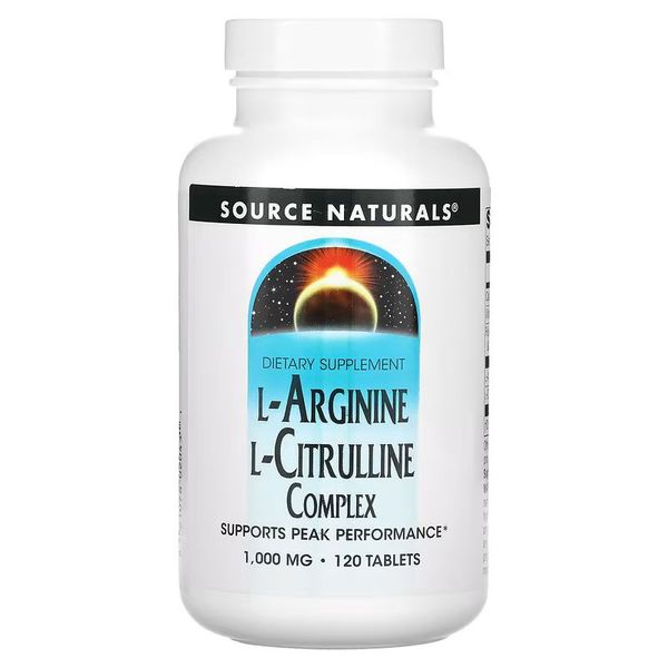 Амінокислоти Source Naturals L-Arginine L-Citrulline Complex 1000 мг 120 таблеток 2023-10-2701 фото