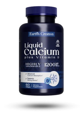 Витаминный комплекс Earth's Creation Liquid Calcium 1200 Plus Vitamin D3 60 капсул 820553 фото