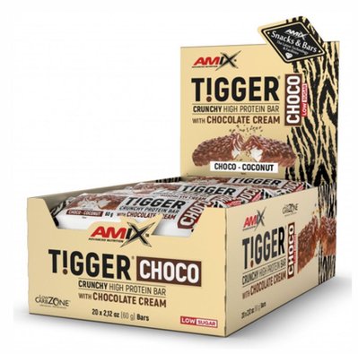 Amix Протеїновий батончик Tigger Zero Choco 20x60g Choco coconut 2022-10-0217 фото