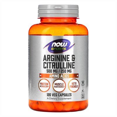 Now Foods Arginine Citruline 500 мг/250 мг 120 капсул 2022-10-0648 фото