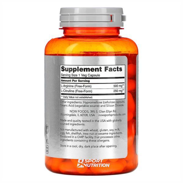Now Foods Arginine Citruline 500 мг/250 мг 120 капсул 2022-10-0648 фото