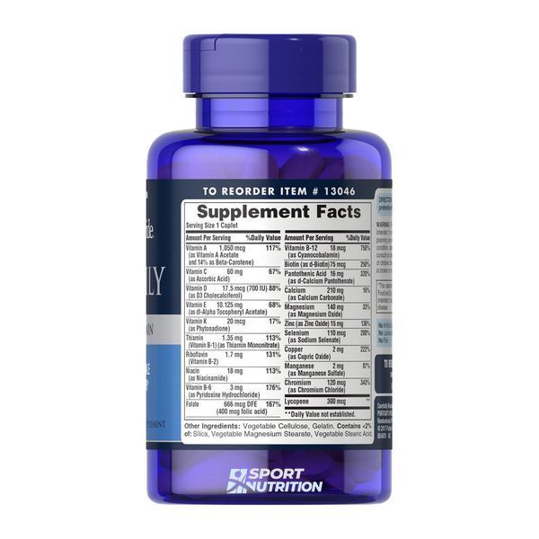 Puritans Pride One Daily Men`s Multivitamin 100 капсул 100-74-8557232-20 фото