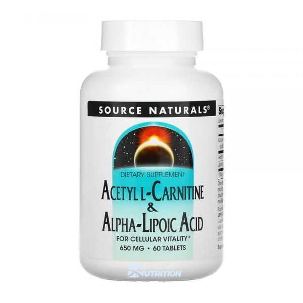 Source Naturals Acetyl L-Carnitine & Alpha-Lipoic Acid 650 мг 60 таблеток 2023-10-3581 фото