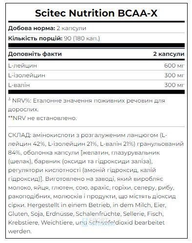 Scitec Nutrition BCAA-X 180 капсул 5999100001442 фото
