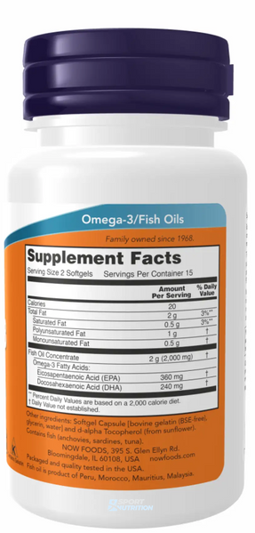 Now Foods Omega-3 1000 мг (360 мг EPA /240 мг DHA) 100 капсул 2022-10-0053 фото