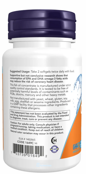 Now Foods Omega-3 1000 мг (360 мг EPA /240 мг DHA) 100 капсул 2022-10-0053 фото