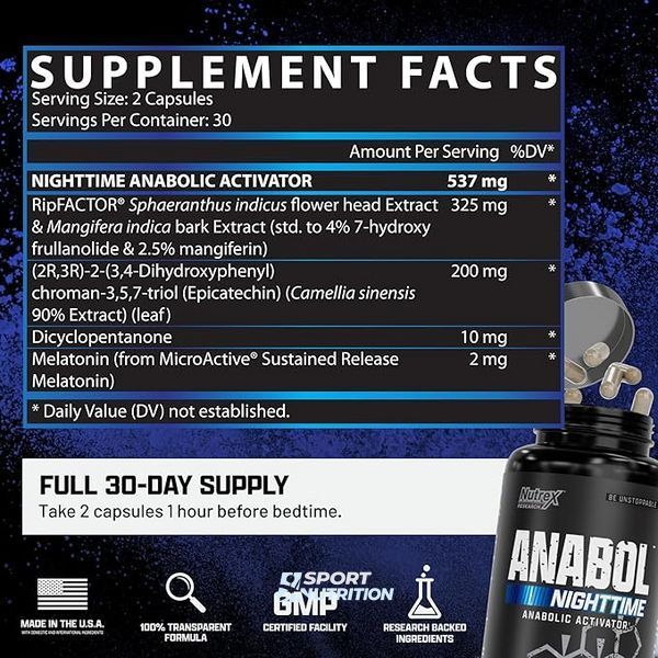 Стимулятор тестостерону Nutrex Research Anabol Nighttime 60 капсул 100-62-3750073-20 фото