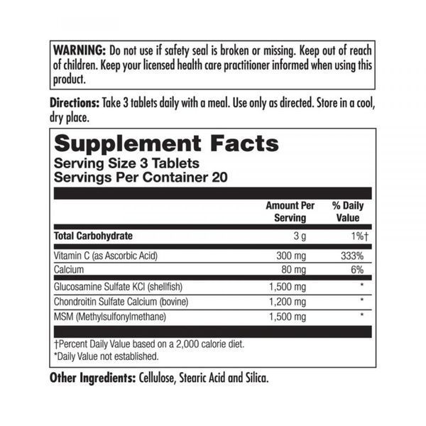 Комплекс для суставов и связок KAL Glucosamine Chondroitin MSM 60 таблеток 2023-10-3158 фото